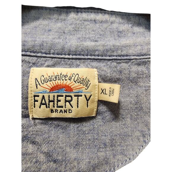 FAHERTY Men's Long sleeve Striped Collared Polo Shirt Size XL EUC - Picture 4 of 6